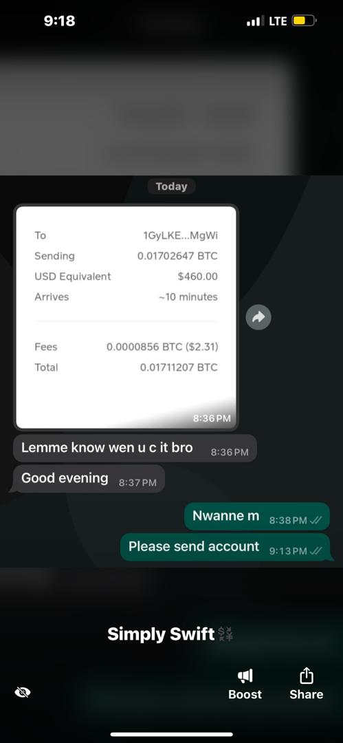 Trade conversation on WhatsApp