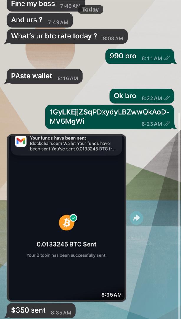 Trade conversation on WhatsApp
